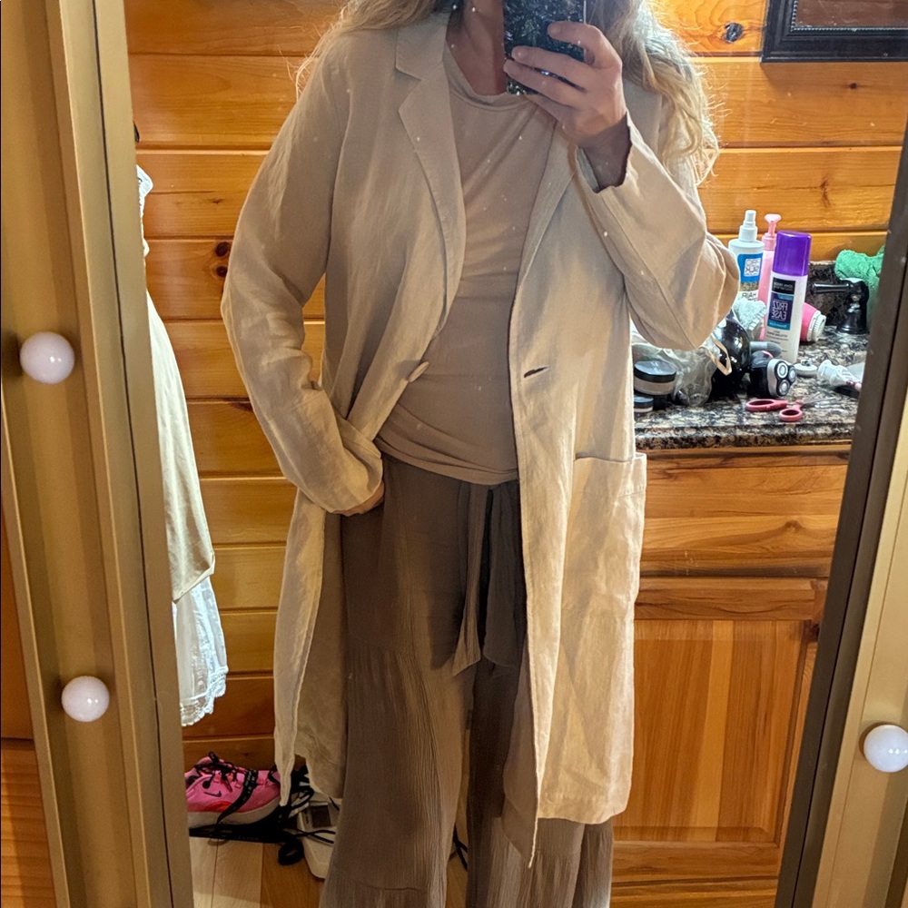 Linen long line jacket